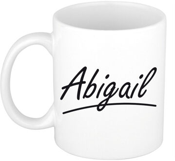 Bellatio Decorations Abigail Naam koffiemok - beker - met sierlijke letters - wit - 300 ml - Cadeau - Dames