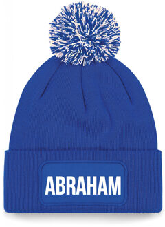 Bellatio Decorations Abraham muts met pompon unisex one size - Blauw