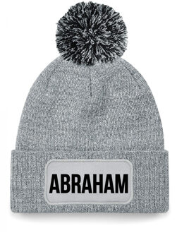 Bellatio Decorations Abraham muts met pompon unisex one size - Grijs One size