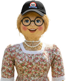 Bellatio Decorations Abraham / Sarah tuinpop petje - 50 jaar - zwart - still looking good tekst