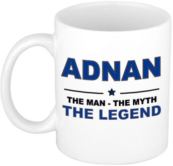 Bellatio Decorations Adnan cadeau mok - man myth legend - naam koffiemok / beker - wit en blauw - 300 ml Donkerblauw