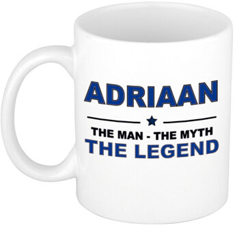 Bellatio Decorations Adriaan cadeau mok - man myth legend - naam koffiemok / beker - wit en blauw - 300 ml Donkerblauw