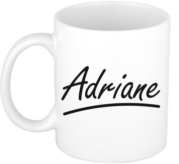 Bellatio Decorations Adriane Naam koffiemok - beker - met sierlijke letters - wit - 300 ml - Cadeau - Dames