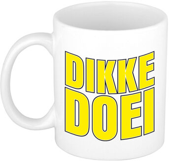 Bellatio Decorations Afscheid cadeau mok collega - dikke doei - geel - 300 ml - keramiek - feest mokken