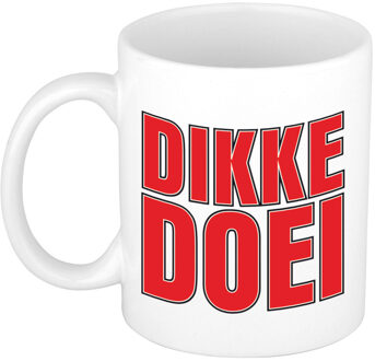 Bellatio Decorations Afscheid cadeau mok collega - dikke doei - rood - 300 ml - keramiek - feest mokken