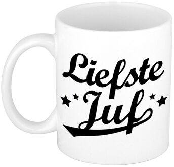 Bellatio Decorations Afscheidscadeau Liefste juf beker / mok bedankt 300 ml - feest mokken Multikleur