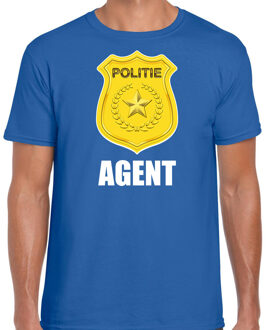 Bellatio Decorations Agent politie embleem carnaval t-shirt blauw voor heren
