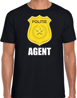 Bellatio Decorations Agent politie embleem carnaval t-shirt zwart voor heren