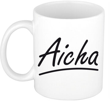 Bellatio Decorations Aicha voornaam kado beker / mok sierlijke letters - gepersonaliseerde mok met naam - Naam mokken Multikleur