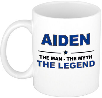 Bellatio Decorations Aiden cadeau mok - man myth legend - naam koffiemok / beker - wit en blauw - 300 ml