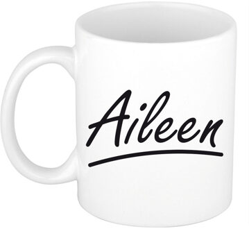 Bellatio Decorations Aileen Naam koffiemok - beker - met sierlijke letters - wit - 300 ml - Cadeau - Dames