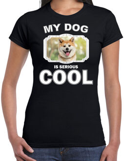 Bellatio Decorations Akita inu honden t-shirt my dog is serious cool zwart - dames - Akita inu liefhebber cadeau shirt 2XL