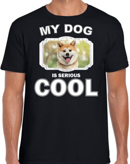 Bellatio Decorations Akita inu honden t-shirt my dog is serious cool zwart - heren - Akita inu liefhebber cadeau shirt 2XL