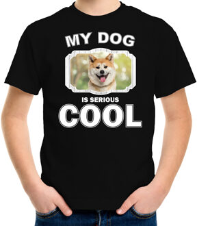 Bellatio Decorations Akita inu honden t-shirt my dog is serious cool zwart - kinderen - Akita inu liefhebber cadeau shirt L (146-152)