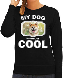 Bellatio Decorations Akita inu honden trui / sweater my dog is serious cool zwart - dames - Akita inu liefhebber cadeau sweaters 2XL