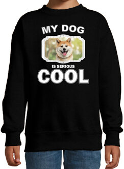 Bellatio Decorations Akita inu honden trui / sweater my dog is serious cool zwart - kinderen - Akita inu liefhebber cadeau sweaters 14-15 jaar (170/176)