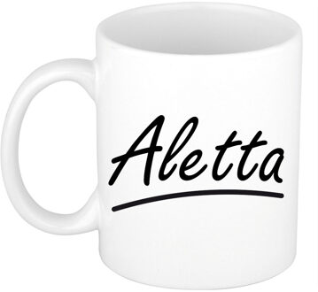 Bellatio Decorations Aletta voornaam kado beker / mok sierlijke letters - gepersonaliseerde mok met naam - Naam mokken Multikleur