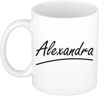 Bellatio Decorations Alexandra Naam koffiemok - beker - met sierlijke letters - wit - 300 ml - Cadeau - Dames