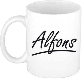 Bellatio Decorations Alfons voornaam kado beker / mok sierlijke letters - gepersonaliseerde mok met naam - Naam mokken Multikleur