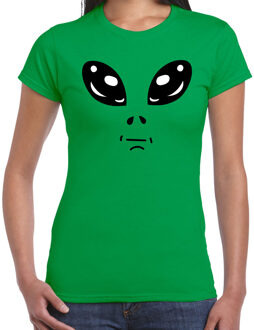 Bellatio Decorations Alien gezicht fun verkleed t-shirt groen voor dames