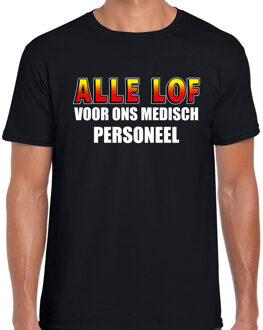 Bellatio Decorations Alle lof voor ons medisch personeel t-shirt zwart voor heren 2XL