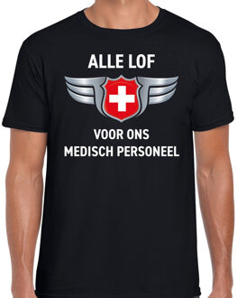 Bellatio Decorations Alle lof voor ons medisch personeel t-shirt zwart voor heren