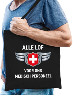 Bellatio Decorations Alle lof voor ons medisch personeel tas zwart voor heren