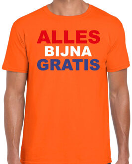 Bellatio Decorations Alles bijna gratis t-shirt oranje voor heren - Koningsdag shirts S - Feestshirts