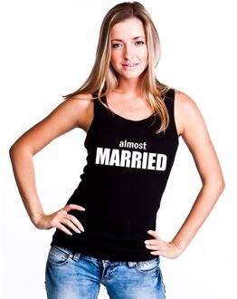 Bellatio Decorations Almost Married tekst singlet shirt/ tanktop zwart dames