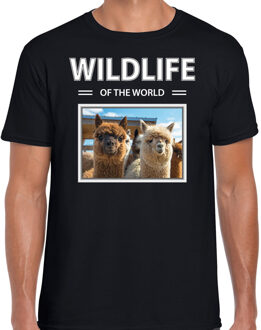 Bellatio Decorations Alpaca t-shirt met dieren foto wildlife of the world zwart voor heren