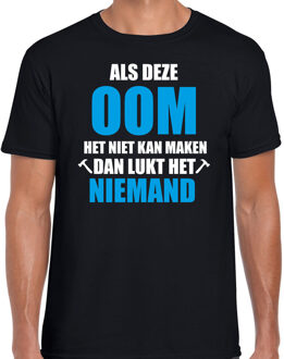 Bellatio Decorations Als deze oom het niet kan maken dan lukt het niemand cadeau t-shirt - zwart met wit en blauwe letters - voor heren - bedankje /  verjaardag kado shirt S