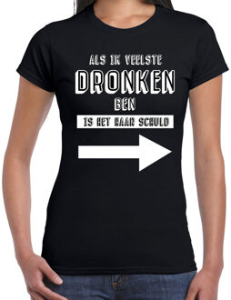 Bellatio Decorations Als ik dronken ben tekst t-shirt zwart dames S