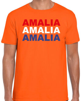 Bellatio Decorations Amalia t-shirt oranje voor heren - Koningsdag shirts 2XL - Feestshirts