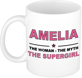 Bellatio Decorations Amelia cadeau mok - Woman Myth Supergirl - naam koffiemok - 300 ml - collega - moederdag