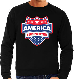 Bellatio Decorations America supporter schild sweater zwart voor heren - Amerika/USA landen sweater / kleding - EK / WK / Olympische spelen outfit 2XL