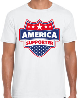 Bellatio Decorations America supporter schild t-shirt wit voor heren - Amerika/USA landen t-shirt / kleding - EK / WK / Olympische spelen outfit XL