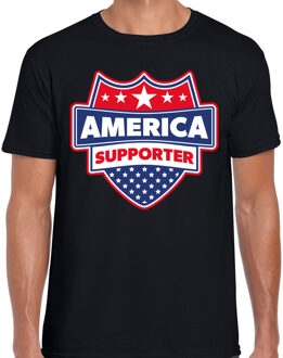 Bellatio Decorations America supporter schild t-shirt zwart voor heren - Amerika/USA landen t-shirt / kleding - EK / WK / Olympische spelen outfit 2XL