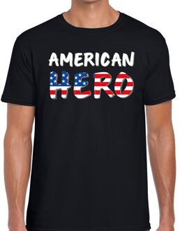 Bellatio Decorations American hero tekst t-shirt zwart heren 2XL