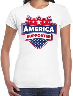 Bellatio Decorations Amerika / America schild supporter t-shirt wit voor dames