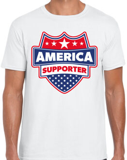 Bellatio Decorations Amerika / America schild supporter t-shirt wit voor heren