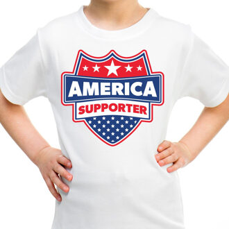Bellatio Decorations Amerika / America schild supporter t-shirt wit voor kinderen