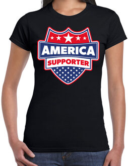 Bellatio Decorations Amerika / America schild supporter t-shirt zwart voor dames