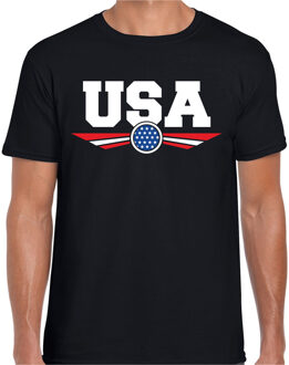 Bellatio Decorations Amerika / America / usa landen t-shirt zwart heren 2XL