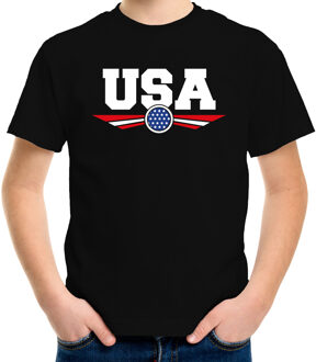 Bellatio Decorations Amerika / America / usa landen t-shirt zwart kids - U.S.A. landen shirt / kleding - EK / WK / Olympische spelen outfit L (146-152)