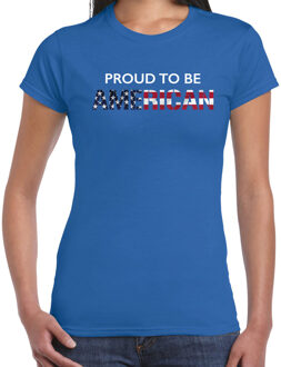 Bellatio Decorations Amerika Proud to be American landen t-shirt blauw dames