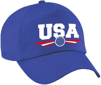 Bellatio Decorations Amerika / USA landen pet / baseball cap blauw voor kinderen - Verkleedhoofddeksels