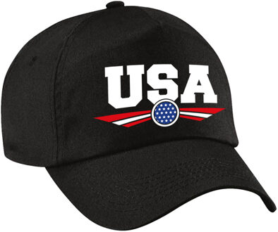 Bellatio Decorations Amerika / USA landen pet / baseball cap zwart voor kinderen - Verkleedhoofddeksels