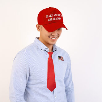 Bellatio Decorations Amerikaanse president Trump verkleed set - Make America Great again - pet/pin/stropdas