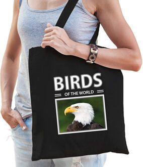 Bellatio Decorations Amerikaanse zeearend tasje zwart volwassenen en kinderen - birds of the world kado boodschappen tas