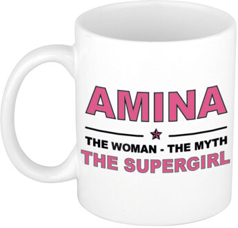 Bellatio Decorations Amina The woman, The myth the supergirl pensioen cadeau mok/beker 300 ml